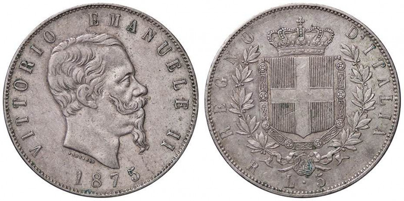 SAVOIA - Vittorio Emanuele II Re d'Italia (1861-1878) - 5 Lire 1875 R Pag. 500; ...