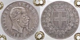SAVOIA - Vittorio Emanuele II Re d'Italia (1861-1878) - 5 Lire 1876 R Pag. 501; Mont. 188 AG Colpetto - Sigillata Francesco Cavaliere
Colpetto - Sigi...