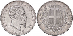 SAVOIA - Vittorio Emanuele II Re d'Italia (1861-1878) - 5 Lire 1877 R Pag. 502; Mont. 189 AG
BB-SPL