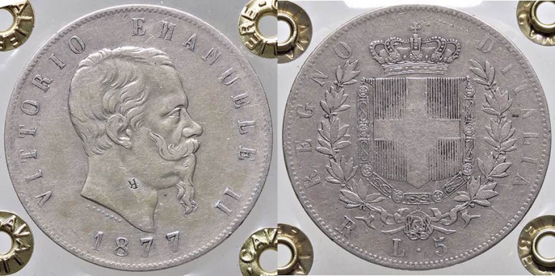 SAVOIA - Vittorio Emanuele II Re d'Italia (1861-1878) - 5 Lire 1877 R Pag. 502; ...