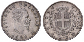 SAVOIA - Vittorio Emanuele II Re d'Italia (1861-1878) - 2 Lire 1863 N Stemma Pag. 506; Mont. 196 AG Colpetti
Colpetti
BB+