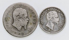 SAVOIA - Vittorio Emanuele II Re d'Italia (1861-1878) - Lira 1862 N Stemma Pag. 512; Mont. 202 R AG Assieme a 50 centesimi 1860 F - Lotto di 2 monete...