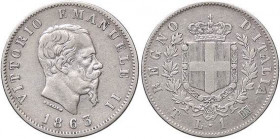 SAVOIA - Vittorio Emanuele II Re d'Italia (1861-1878) - Lira 1863 T Stemma Pag. 515; Mont. 203 NC AG
qBB