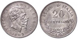 SAVOIA - Vittorio Emanuele II Re d'Italia (1861-1878) - 20 Centesimi 1863 T Valore Pag. 536; Mont. 224 AG
FDC