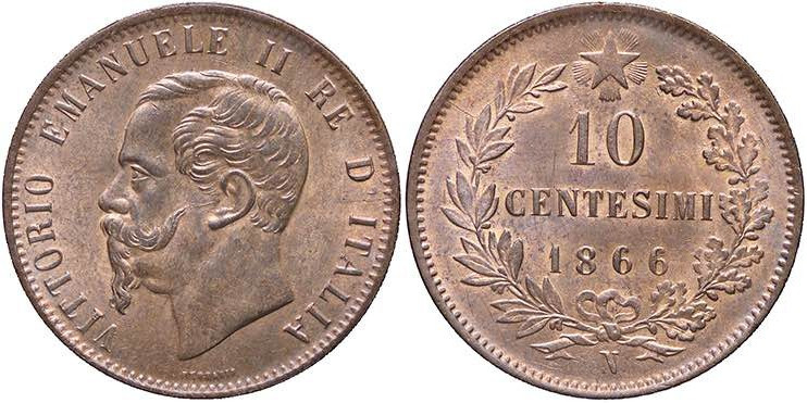 SAVOIA - Vittorio Emanuele II Re d'Italia (1861-1878) - 10 Centesimi 1866 N Pag....