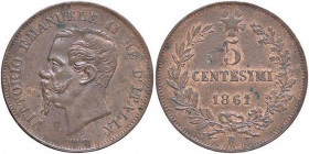 SAVOIA - Vittorio Emanuele II Re d'Italia (1861-1878) - 5 Centesimi 1861 B Pag. 551; Mont. 247 RR CU
qSPL