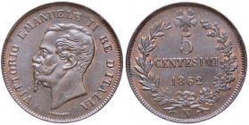SAVOIA - Vittorio Emanuele II Re d'Italia (1861-1878) - 5 Centesimi 1862 N Pag. 554; Mont. 250 CU
qFDC