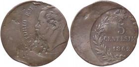SAVOIA - Vittorio Emanuele II Re d'Italia (1861-1878) - 5 Centesimi 1862 N Pag. 554; Mont. 250 CU
MB-BB