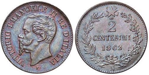 SAVOIA - Vittorio Emanuele II Re d'Italia (1861-1878) - 2 Centesimi 1862 N Mont....