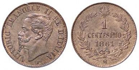SAVOIA - Vittorio Emanuele II Re d'Italia (1861-1878) - Centesimo 1861 M Pag. 562; Mont. 259 CU Riflessi rossi
Riflessi rossi
FDC