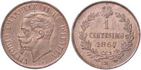 SAVOIA - Vittorio Emanuele II Re d'Italia (1861-1878) - Centesimo 1867 M Pag. 565; Mont. 264 CU Rame rosso
Rame rosso
FDC