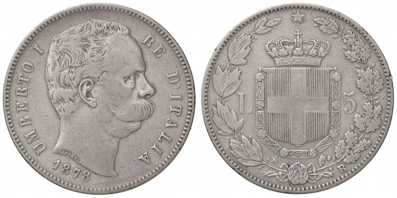 SAVOIA - Umberto I (1878-1900) - 5 Lire 1878 Pag. 589; Mont. 32 RR AG
MB+/qBB