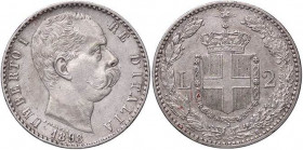 SAVOIA - Umberto I (1878-1900) - 2 Lire 1898 Pag. 599; Mont. 44 R AG
BB-SPL