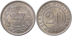 SAVOIA - Umberto I (1878-1900) - 20 Centesimi 1895 R Pag. 612; Mont. 59 R NI
qFDC