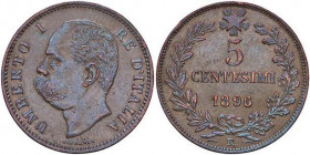SAVOIA - Umberto I (1878-1900) - 5 Centesimi 1896 Pag. 618; Mont. 66 R CU Colpetto
Colpetto
BB+
