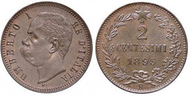 SAVOIA - Umberto I (1878-1900) - 2 Centesimi 1895 Pag. 620; Mont. 68a R CU
qFDC