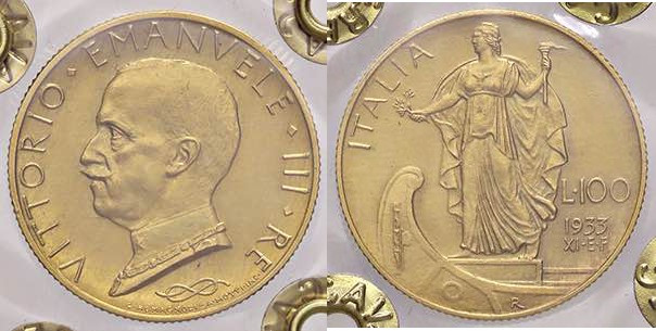 SAVOIA - Vittorio Emanuele III (1900-1943) - 100 Lire 1933 XI Prora Pag. 649; Mo...