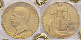 SAVOIA - Vittorio Emanuele III (1900-1943) - 100 Lire 1933 XI Prora Pag. 649; Mont. 23 R AU Spazzolata - Sigillata Francesco Cavaliere
Spazzolata - S...