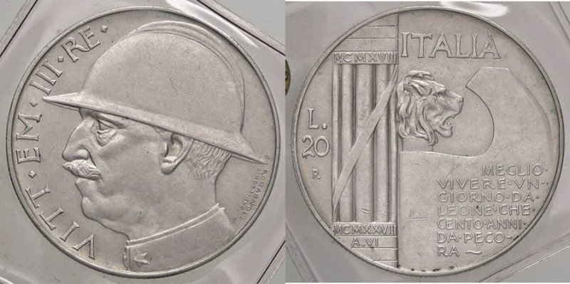 SAVOIA - Vittorio Emanuele III (1900-1943) - 20 Lire 1928 Elmetto Pag. 680; Mont...