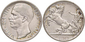 SAVOIA - Vittorio Emanuele III (1900-1943) - 10 Lire 1927 ** Biga Pag. 692a; Mont. 90 AG
BB/BB+
