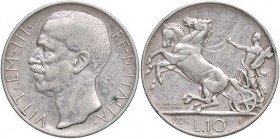 SAVOIA - Vittorio Emanuele III (1900-1943) - 10 Lire 1928 * Biga Pag. 693; Mont. 91 NC AG
qBB/BB