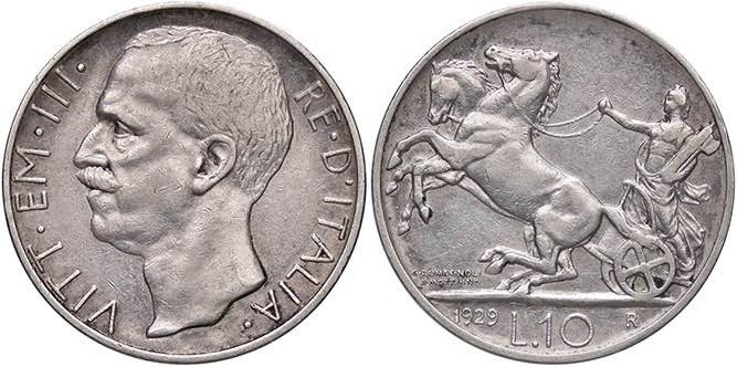 SAVOIA - Vittorio Emanuele III (1900-1943) - 10 Lire 1929 ** Biga Pag. 694a; Mon...