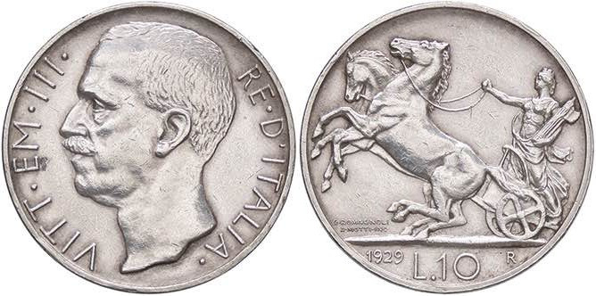 SAVOIA - Vittorio Emanuele III (1900-1943) - 10 Lire 1929 ** Biga Pag. 694a; Mon...