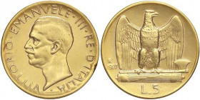 SAVOIA - Vittorio Emanuele III (1900-1943) - 5 Lire 1927 ** Aquiletta Pag. 710a; Mont. 120 AG Colpetti - Dorato
Colpetti - Dorato
BB