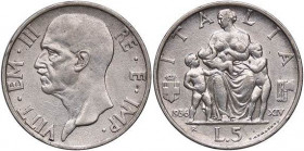 SAVOIA - Vittorio Emanuele III (1900-1943) - 5 Lire 1936 XIV Fecondità Pag. 719; Mont. 133 AG Colpetto
Colpetto
BB-SPL