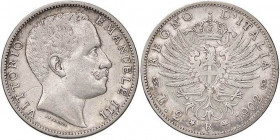 SAVOIA - Vittorio Emanuele III (1900-1943) - 2 Lire 1902 Aquila Pag. 726; Mont. 141 R AG
qBB/BB