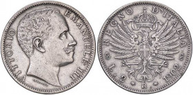 SAVOIA - Vittorio Emanuele III (1900-1943) - 2 Lire 1902 Aquila Pag. 726; Mont. 141 R AG Colpetto
Colpetto
qBB