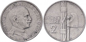 SAVOIA - Vittorio Emanuele III (1900-1943) - 2 Lire 1927 Fascio Pag. 745; Mont. 165 RR NI
MB