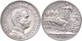 SAVOIA - Vittorio Emanuele III (1900-1943) - Lira 1909 Quadriga lenta Pag. 769; Mont. 195 R AG
SPL+