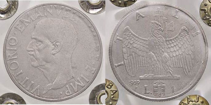 SAVOIA - Vittorio Emanuele III (1900-1943) - Lira 1939 XVII Impero Pag. 792; Mon...