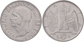 SAVOIA - Vittorio Emanuele III (1900-1943) - Lira 1940 XVIIII Pag. manca; Mont. 229 R Ac
qFDC