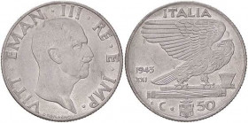 SAVOIA - Vittorio Emanuele III (1900-1943) - 50 Centesimi 1943 XXI Impero Pag. 826; Mont. 271 NC Ac Segnetto al D/
Segnetto al D/
qFDC