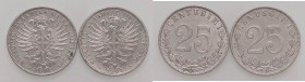 SAVOIA - Vittorio Emanuele III (1900-1943) - 25 Centesimi 1902 e 1903 Pag. 827 e 828; Mont. 273 e 274 R NI
med. SPL