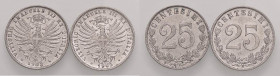 SAVOIA - Vittorio Emanuele III (1900-1943) - 25 Centesimi 1902 e 1903 Pag. 827 e 828; Mont. 273 e 274 R NI
BB÷SPL