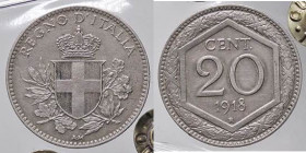SAVOIA - Vittorio Emanuele III (1900-1943) - 20 Centesimi Esagono 1918 Pag. 850a; Mont. 299 RR NI Bordo rigato Sigillata Quattro Baj
Bordo rigato - S...