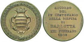 MEDAGLIE - CITTA' - Barletta - Medaglia 1903 - IV cent. della disfida AE dorato Ø 40
BB-SPL