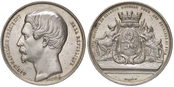 MEDAGLIE ESTERE - FRANCIA - Luigi Napoleone (1852) - Medaglia 1850 AG Ø 28ARGENT...