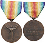 MEDAGLIE ESTERE - FRANCIA - Terza Repubblica (1870-1940) - Medaglia 1914-1918 - Interalleata per la vittoria della I guerra mondiale AE Opus: Morion Ø...