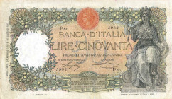 CARTAMONETA - BANCA d'ITALIA - Vittorio Emanuele III (1900-1943) - 50 Lire 24/04/1918 - Buoi Alfa 218; Lireuro 4I RR Stringher/Sacchi Restauro in bass...
