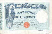 CARTAMONETA - BANCA d'ITALIA - Vittorio Emanuele III (1900-1943) - 50 Lire - Barbetti con matrice 04/10/1918 Alfa 140; Lireuro 3/26 R Stringher/Sacchi...