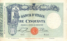 CARTAMONETA - BANCA d'ITALIA - Vittorio Emanuele III (1900-1943) - 50 Lire - Fascetto con matrice 05/12/1929 Alfa 176; Lireuro 5/12 Stringher/Cima
St...