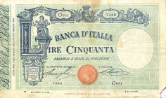 CARTAMONETA - BANCA d'ITALIA - Vittorio Emanuele III (1900-1943) - 50 Lire - Fascetto con matrice 08/09/1926 Alfa 165; Lireuro 5/1 Stringher/Sacchi Ma...