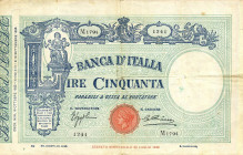CARTAMONETA - BANCA d'ITALIA - Vittorio Emanuele III (1900-1943) - 50 Lire - Fascetto con matrice 16/10/1935 Alfa 194; Lireuro 5/30 Azzolini/Cima
Azz...
