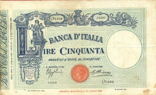 CARTAMONETA - BANCA d'ITALIA - Vittorio Emanuele III (1900-1943) - 50 Lire - Fascetto con matrice 17/07/1934 Alfa 189; Lireuro 5/25 Azzolini/Cima Macc...
