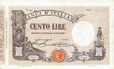 CARTAMONETA - BANCA d'ITALIA - Vittorio Emanuele III (1900-1943) - 100 Lire - Barbetti con matrice 06/03/1926 Alfa 329; Lireuro 15/57 Stringher/Sacchi...