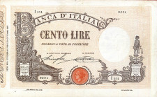 CARTAMONETA - BANCA d'ITALIA - Vittorio Emanuele III (1900-1943) - 100 Lire - Barbetti con matrice 12/02/1921 Alfa 311; Lireuro 15/39 Stringher/Sacchi...